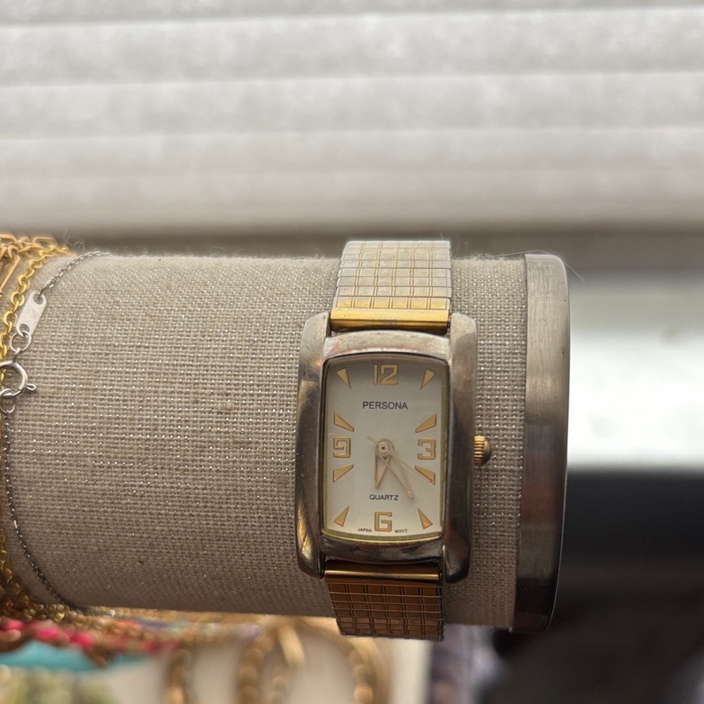 Persona Two-Tone Rectangular Watch